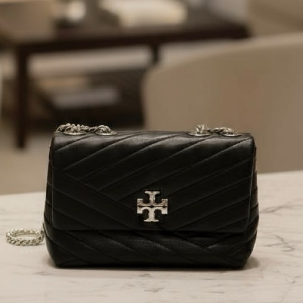 Tory Burch Kira Black Chevron Small Shoulder Bag